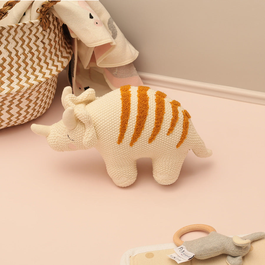 Knitted Soft Toy - Ivory Rhino