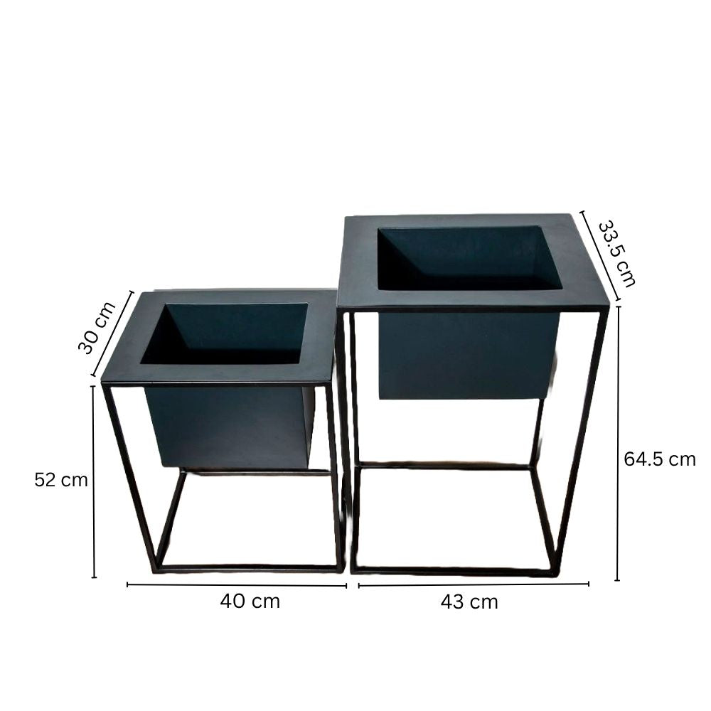 Knox Indoor Planters, Set of 2 - Blue Black