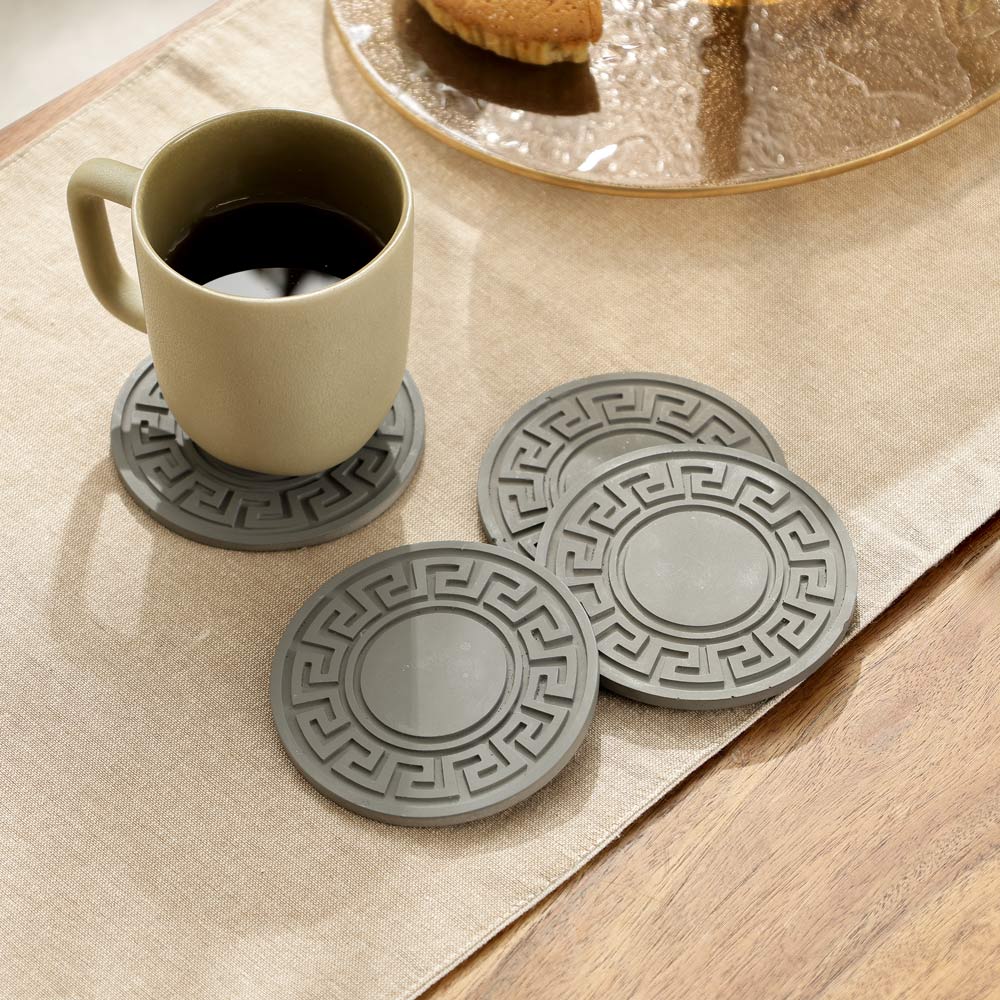 Koben Round Coasters, Set of 4 - Dark Grey