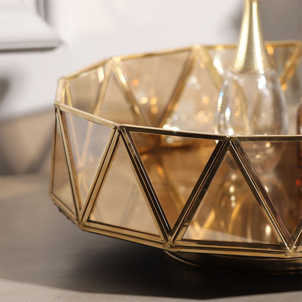 Kona Glass Turntable Tray - Gold