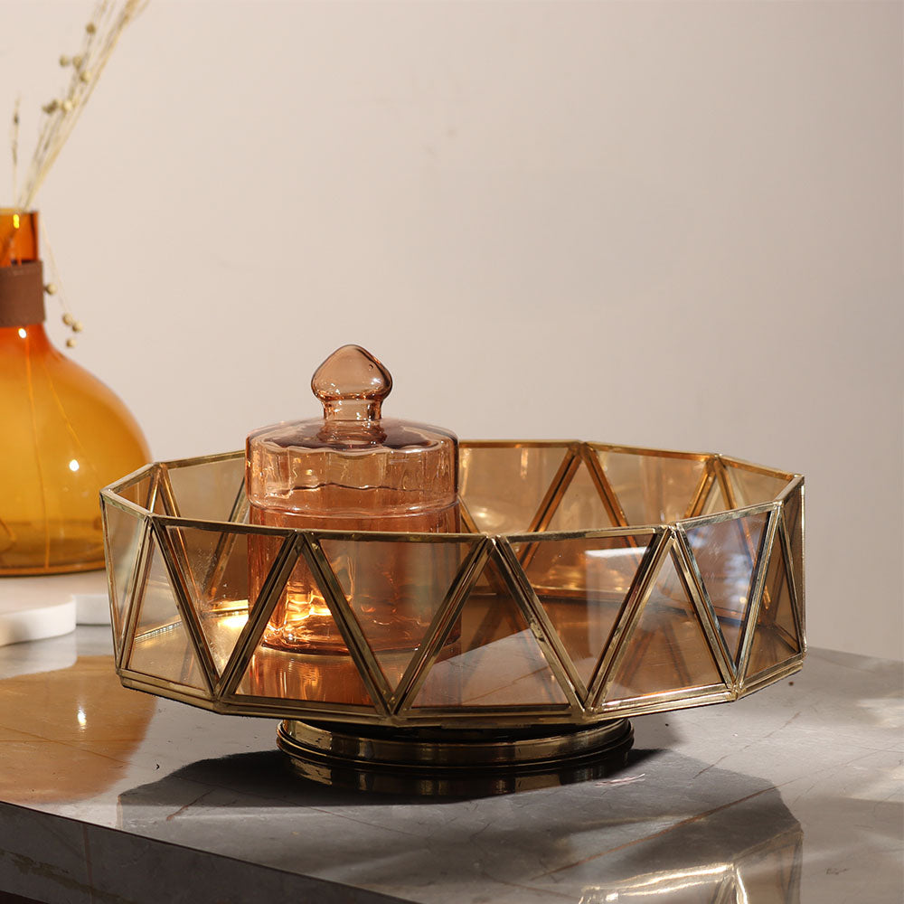 Kona Glass Turntable Tray - Gold