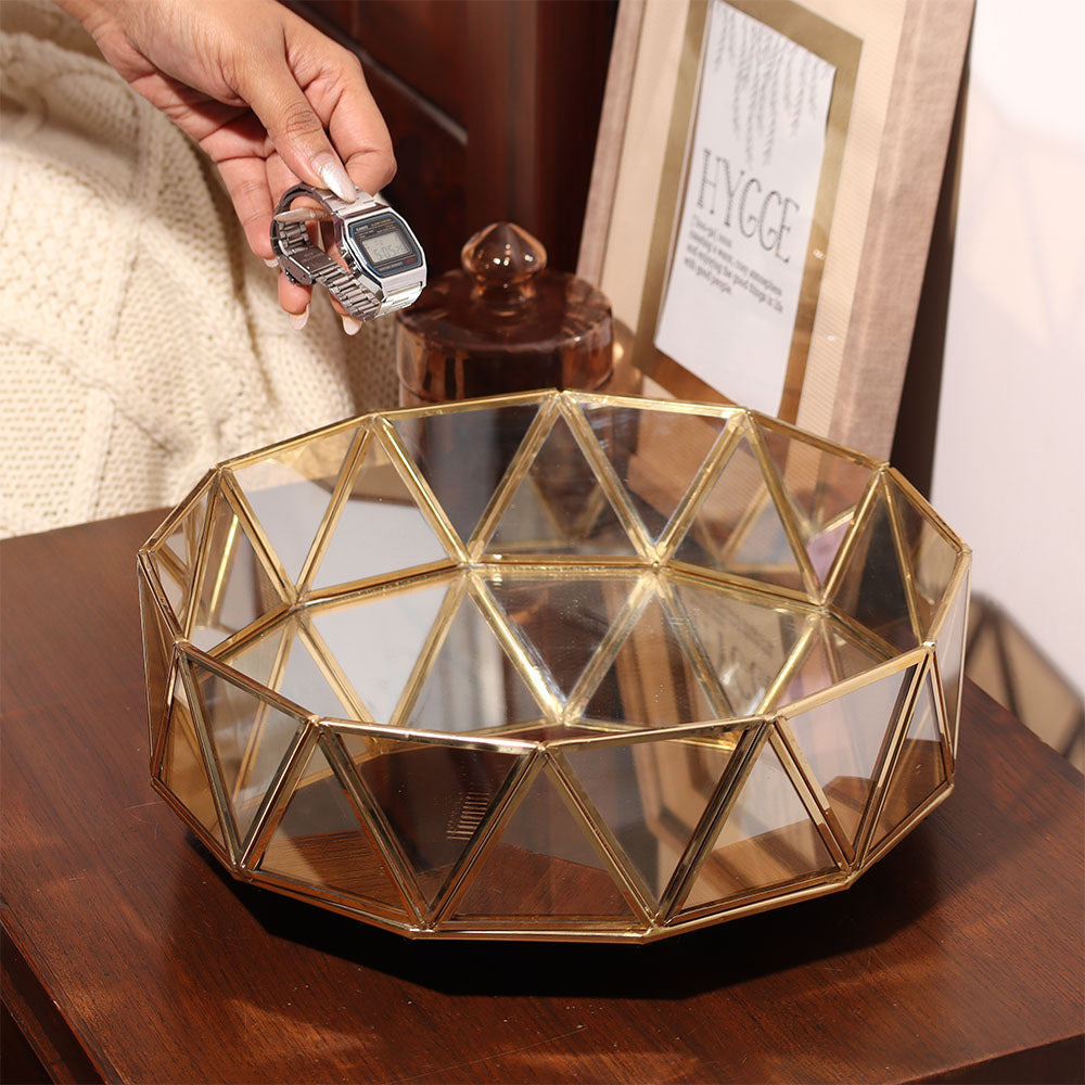 Kona Glass Turntable Tray - Gold