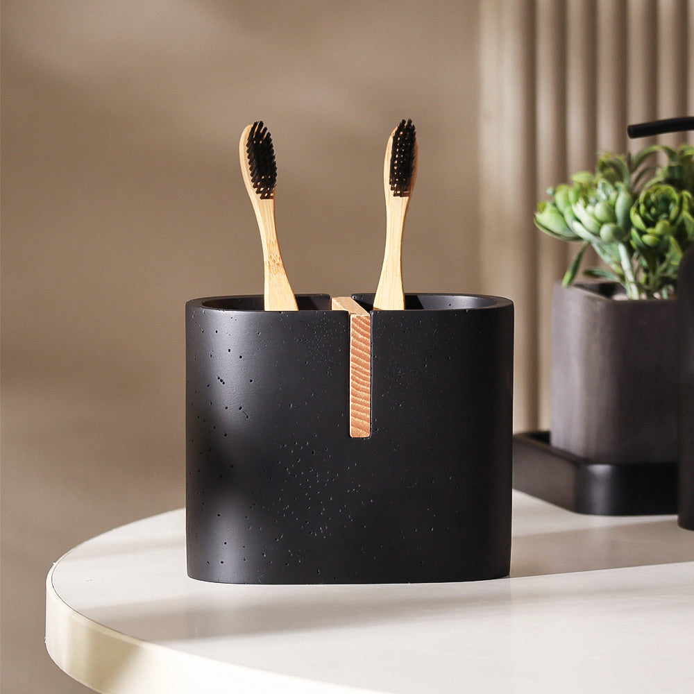 Kyoto Toothbrush Holder - Black Natural