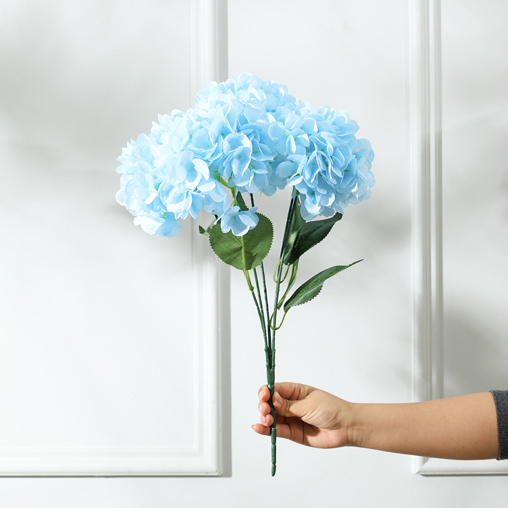 Lacecap Hydrangeas Faux Stem - Sky Blue