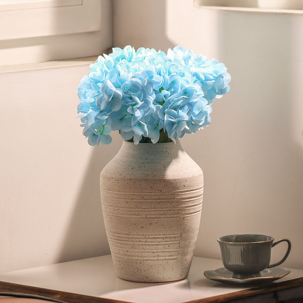 Lacecap Hydrangeas Faux Stem - Sky Blue