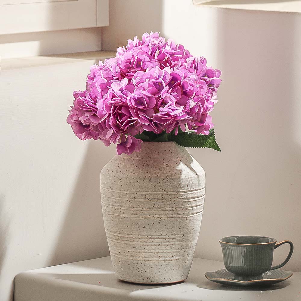 Lacecap Hydrangeas Faux Stem - Amethyst