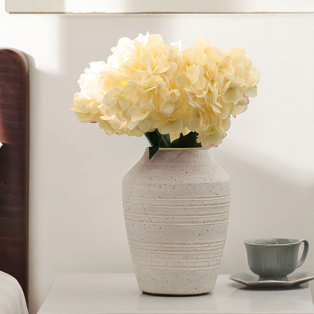 Lacecap Hydrangeas Faux Stem - Champagne