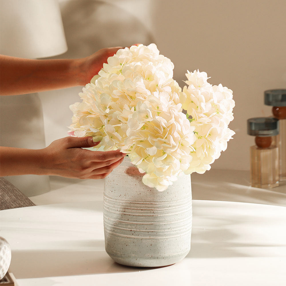 Lacecap Hydrangeas Faux Stem - Champagne