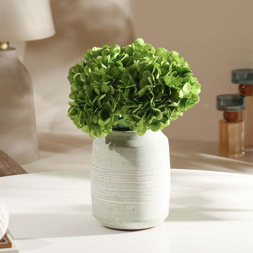 Lacecap Hydrangeas Faux Stem - Emerald