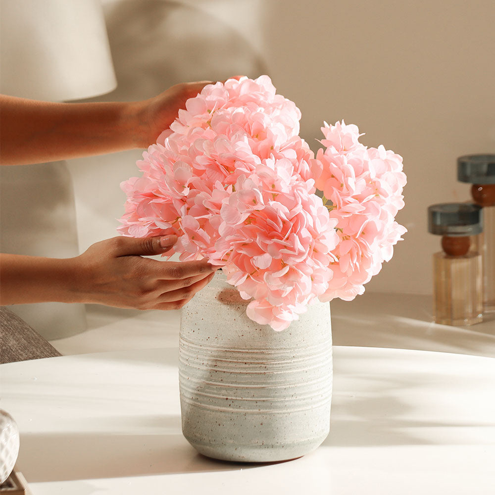 Lacecap Hydrangeas Faux Stem - Light Pink