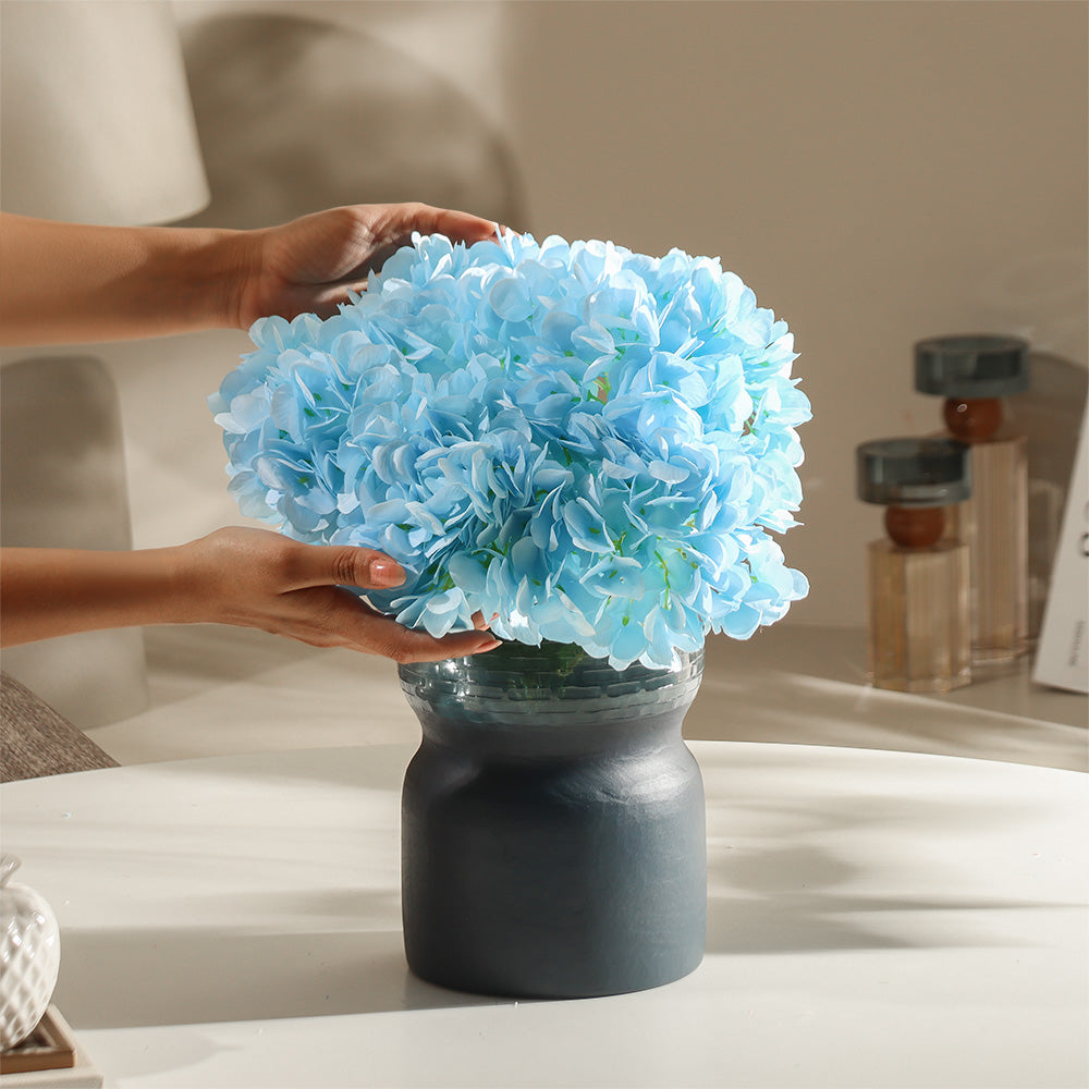 Lacecap Hydrangeas Faux Stem - Sky Blue