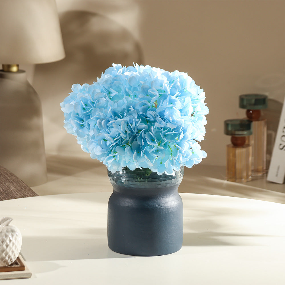 Lacecap Hydrangeas Faux Stem - Sky Blue
