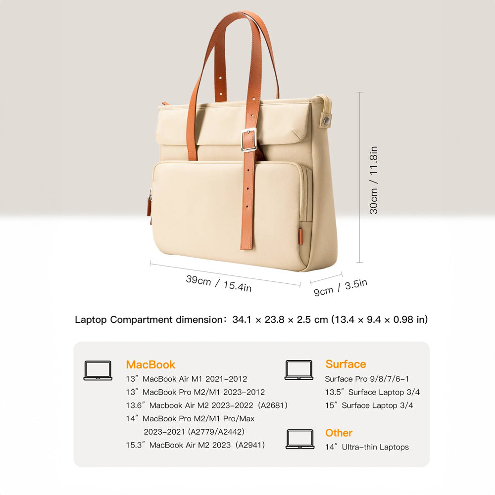Laptop Shoulder Bag - Beige