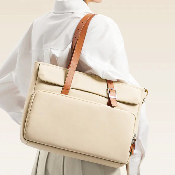Laptop Shoulder Bag - Beige