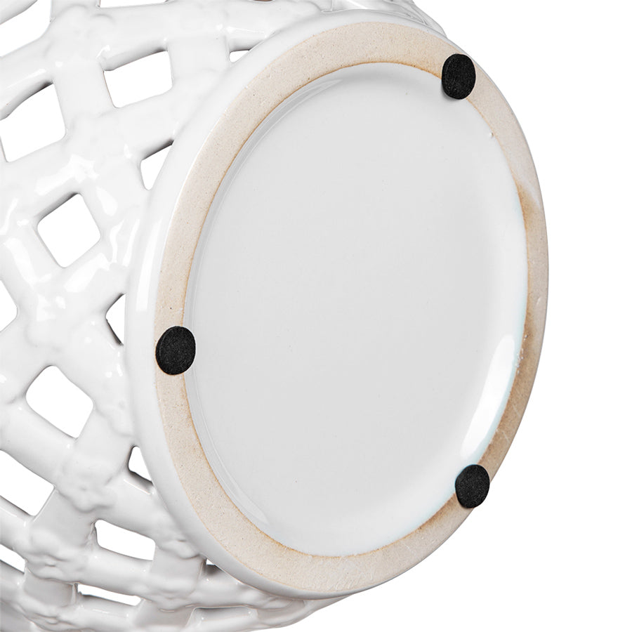 Lattice Decorative Jar With Lid Large - Ivory