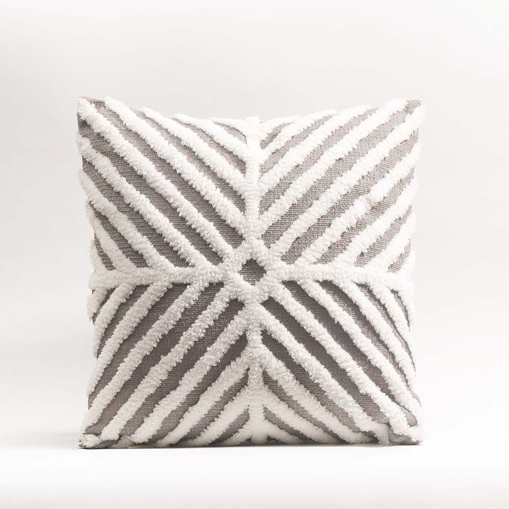 Lattice Tufted Knitted Cushion Cover 45x45cm - Grey White