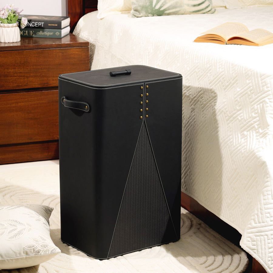 Ophelia Studded Laundry Bin with Lid - Black