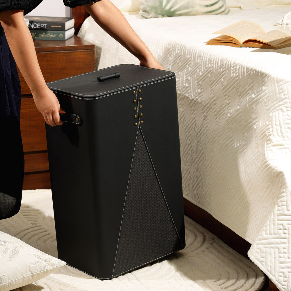 Ophelia Studded Laundry Bin with Lid - Black
