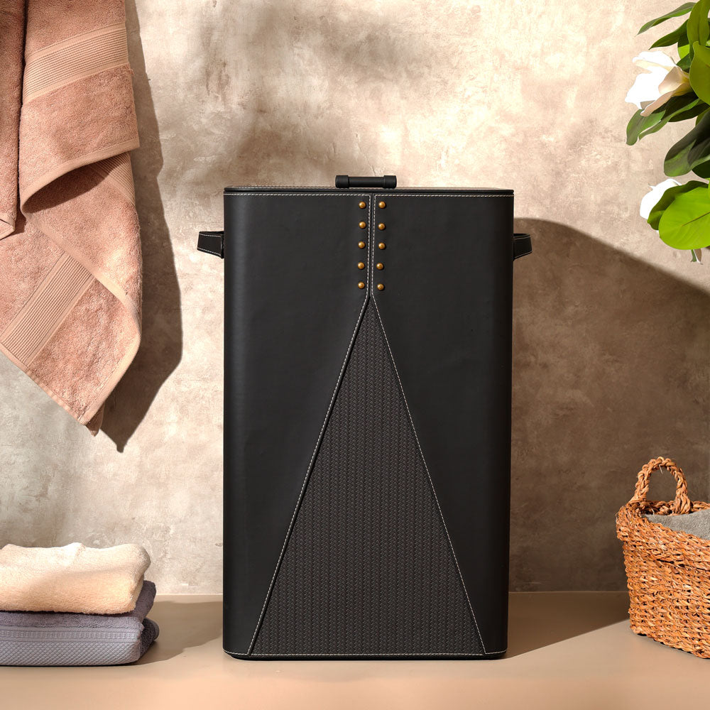 Ophelia Studded Laundry Bin with Lid - Black