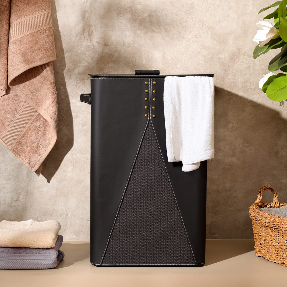 Ophelia Studded Laundry Bin with Lid - Black