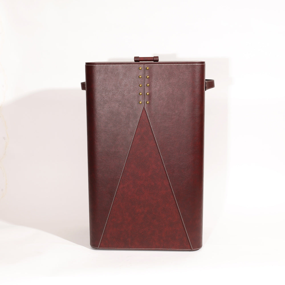 Ophelia Studded Laundry Bin with Lid - Burgundy