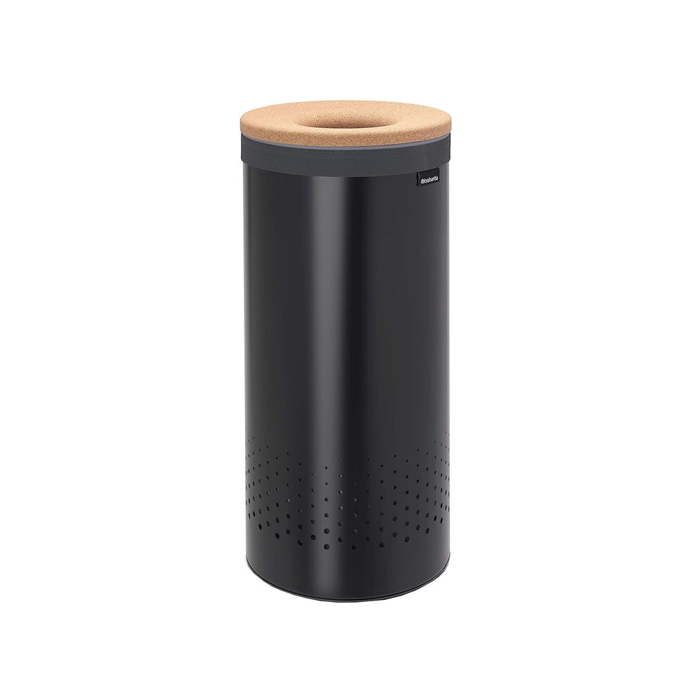 Laundry Bin with Cork Lid 35L - Matte Black