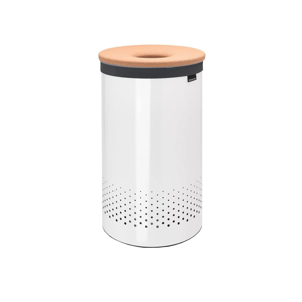 Laundry Bin with Cork Lid 60L - White