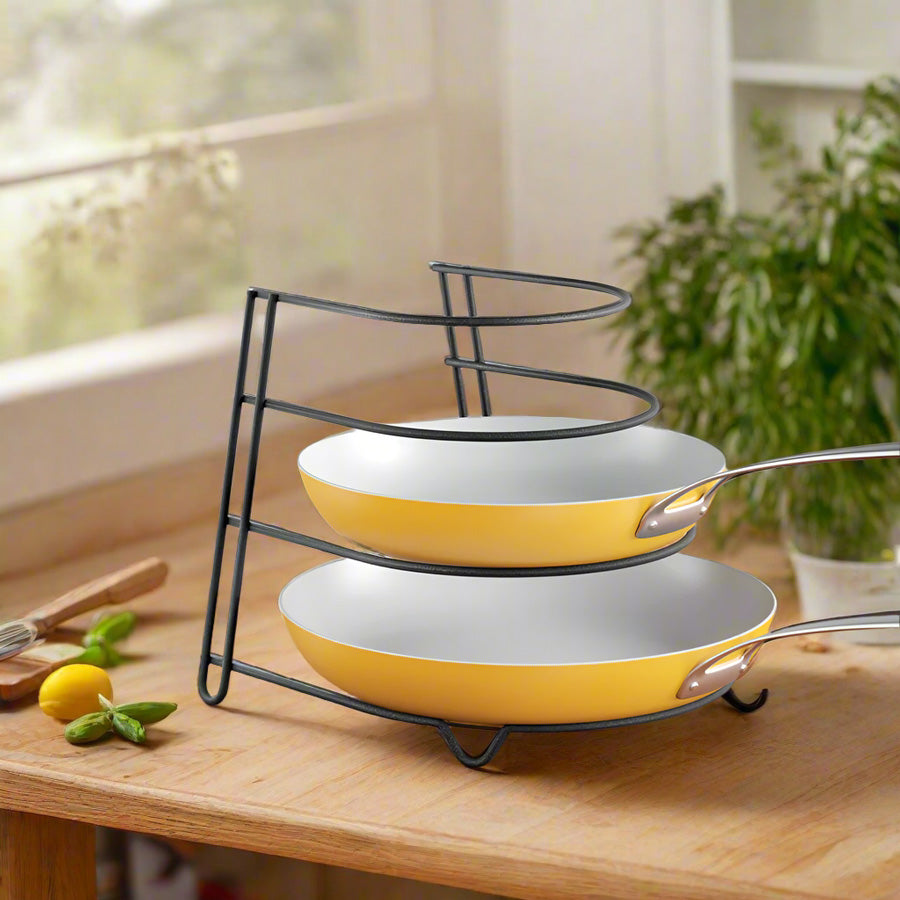 Lava Canyon 3-Tier Frying Pan Holder - Black