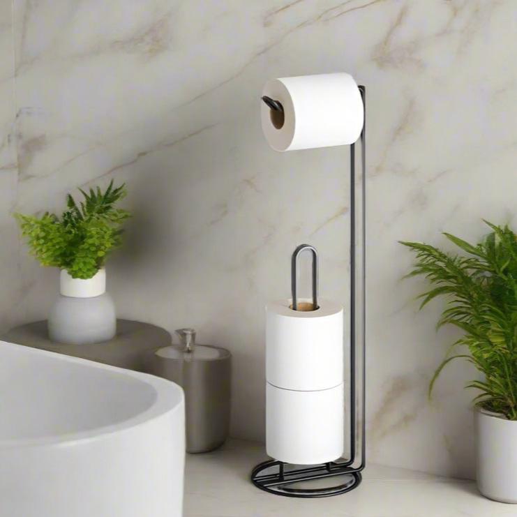 Metaltex Lava Origin Toilet Paper Holder with Dispenser Black