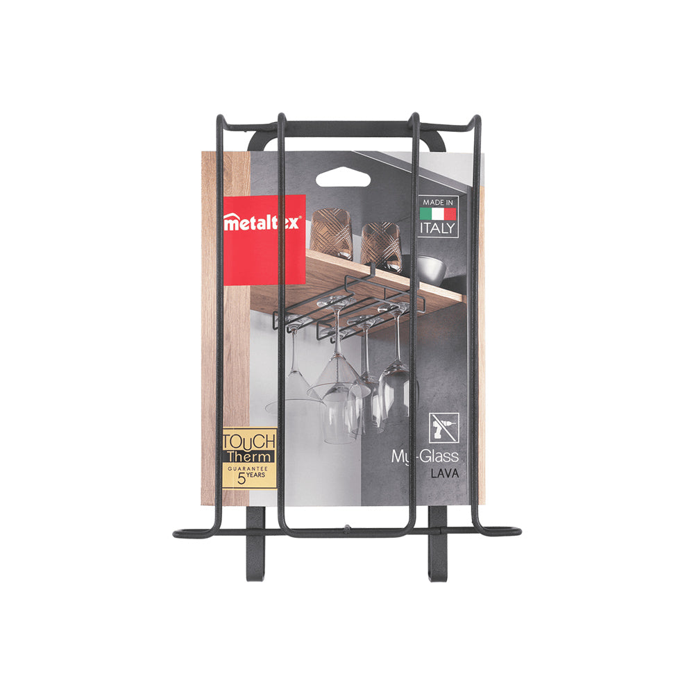 Lava Undershelf Glass Holder - Black