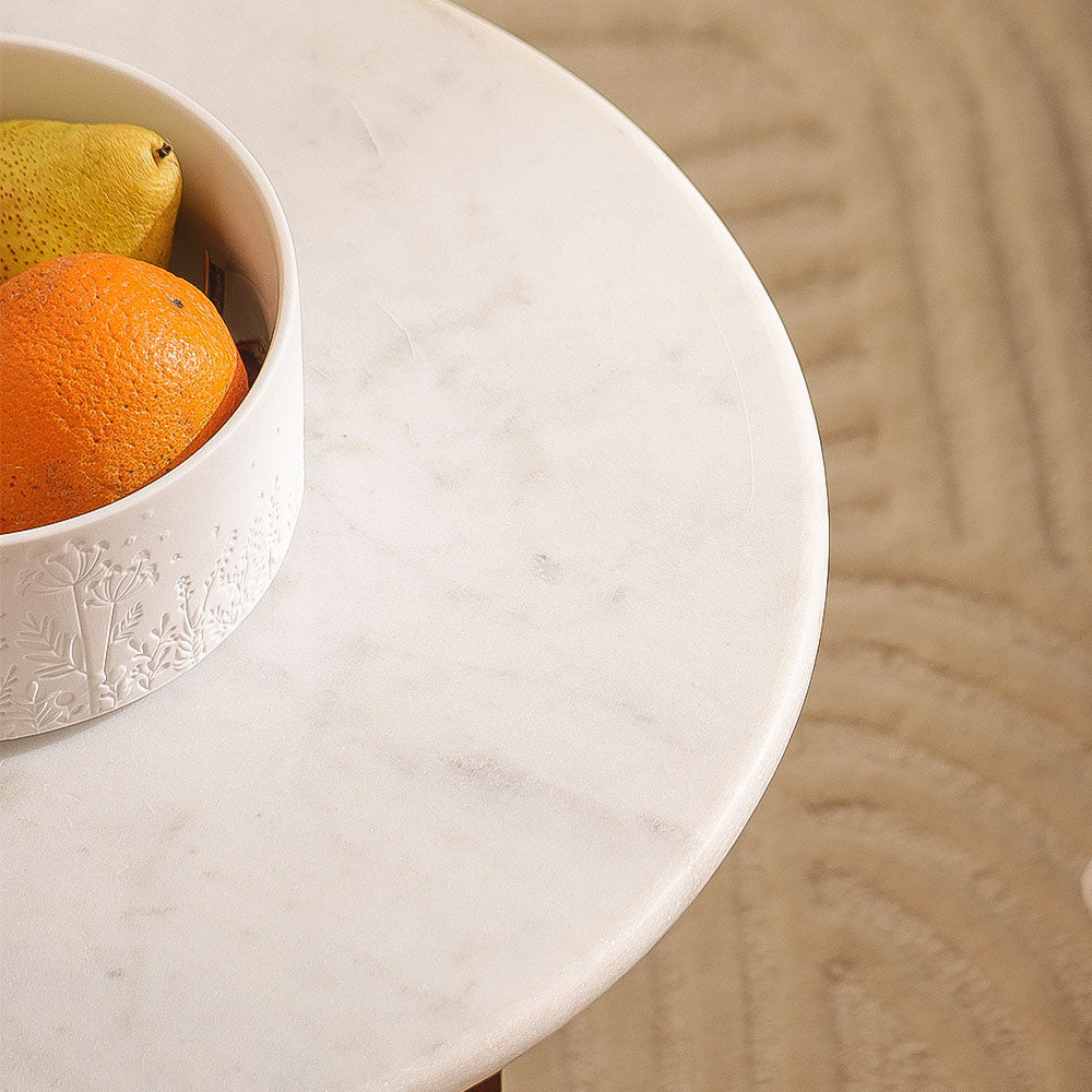 Laverne Marble & Mango Wood Side Table Medium - White Russet