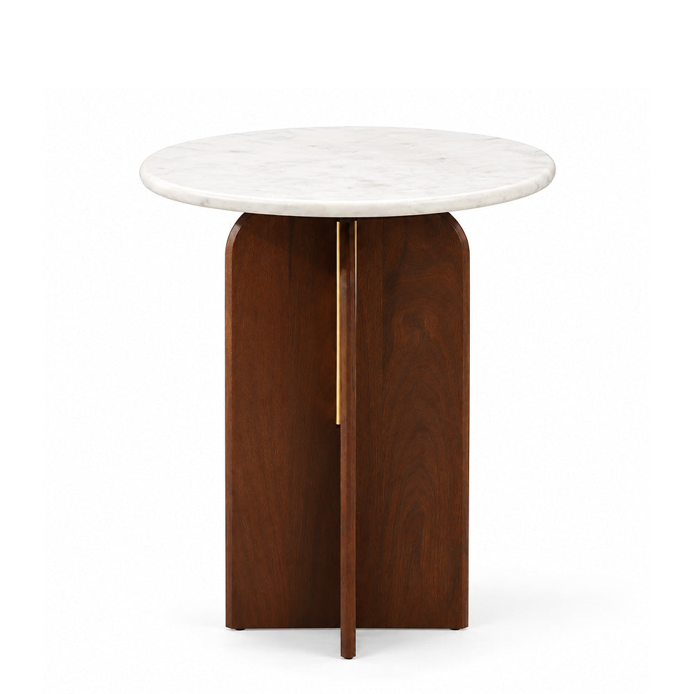 Laverne Marble & Mango Wood Side Table Medium - White Russet