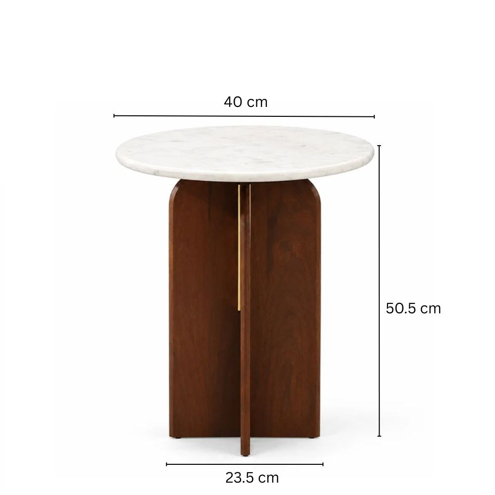 Laverne Marble & Mango Wood Side Table Medium - White Russet