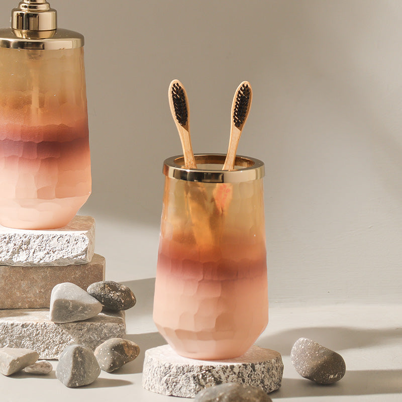 Iris Glass Toothbrush Tumbler - Pink Ombre