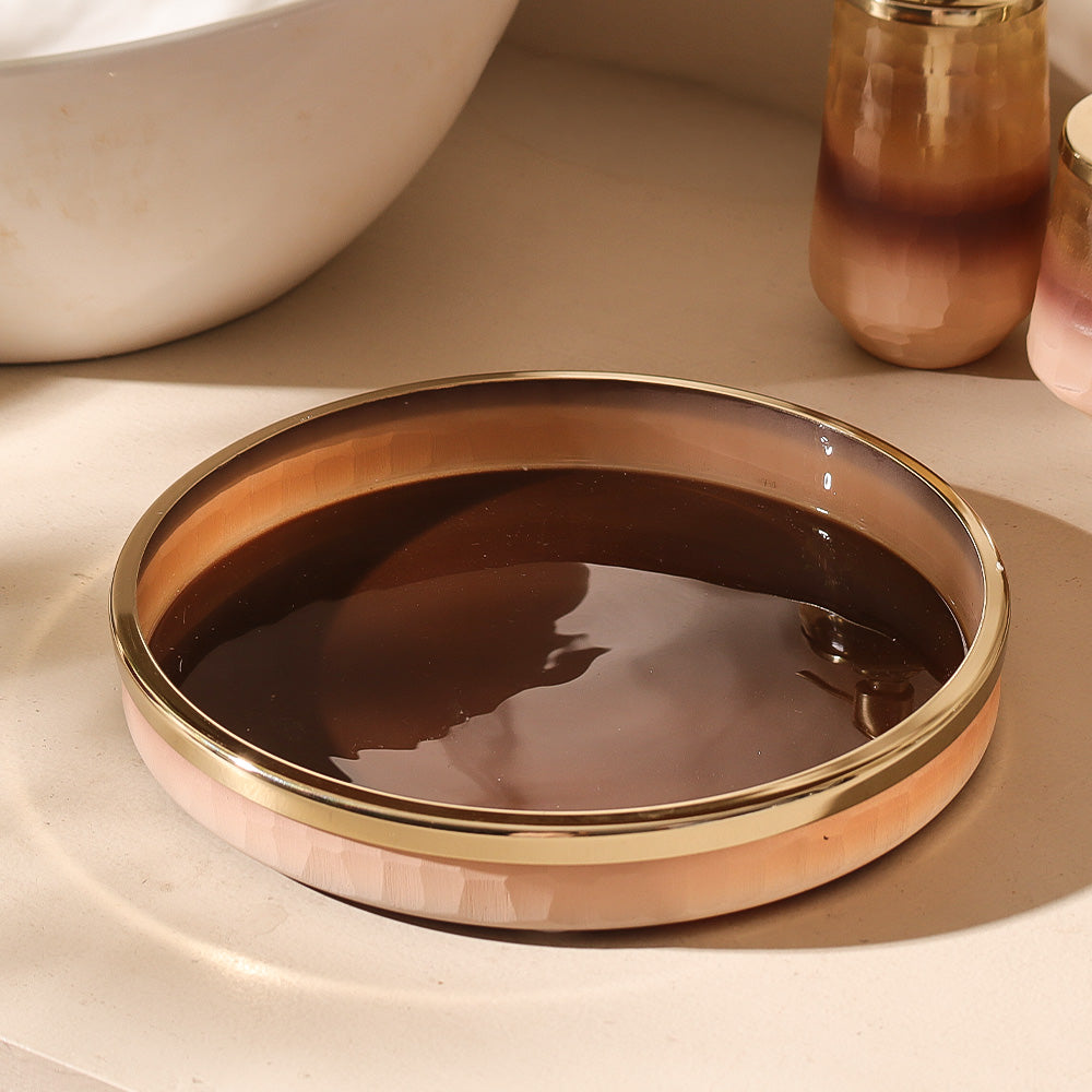 Iris Glass Round Vanity Tray - Pink Ombre
