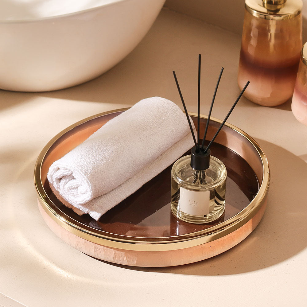 Iris Glass Round Vanity Tray - Pink Ombre