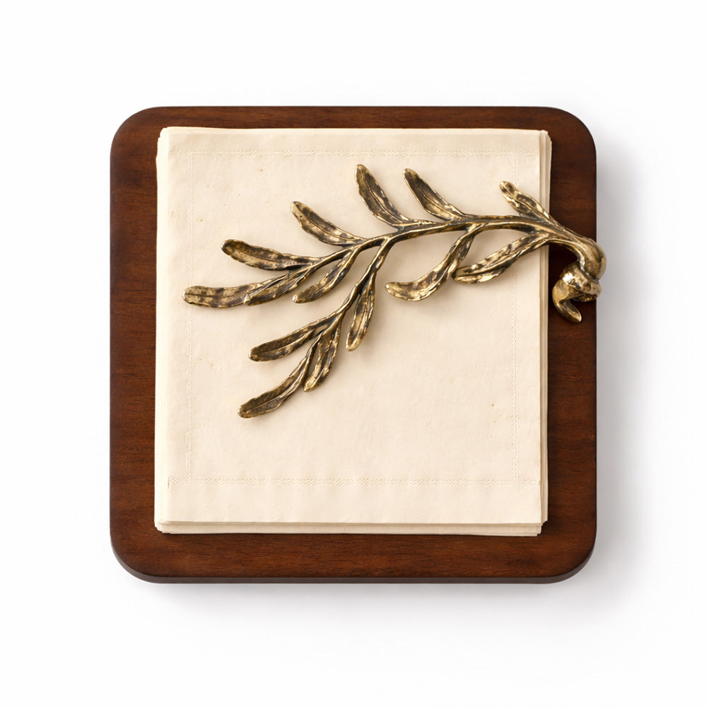 Leafette Weighted Napkin Holder - Gold Natural