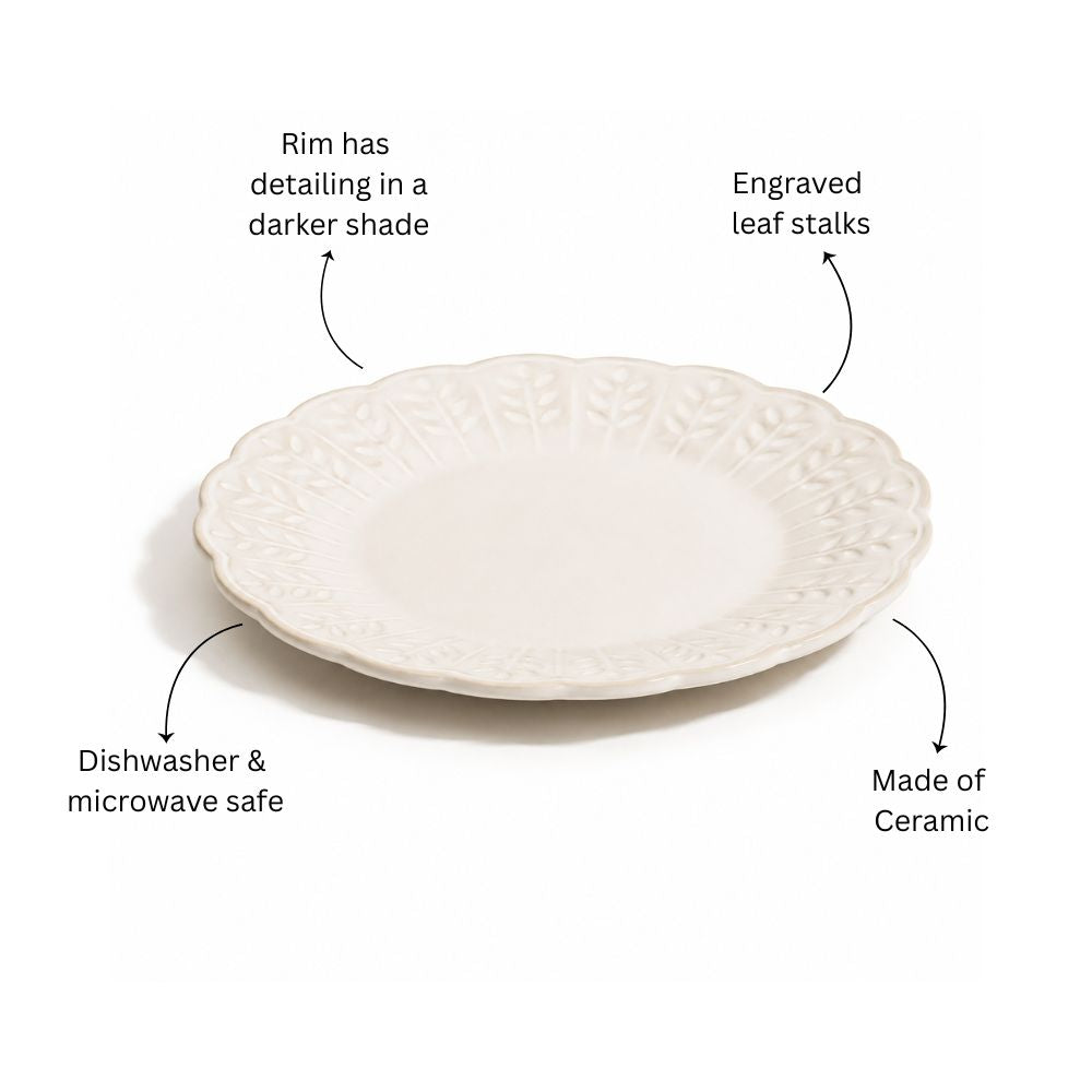 Leaves Ceramic Small Plate - White