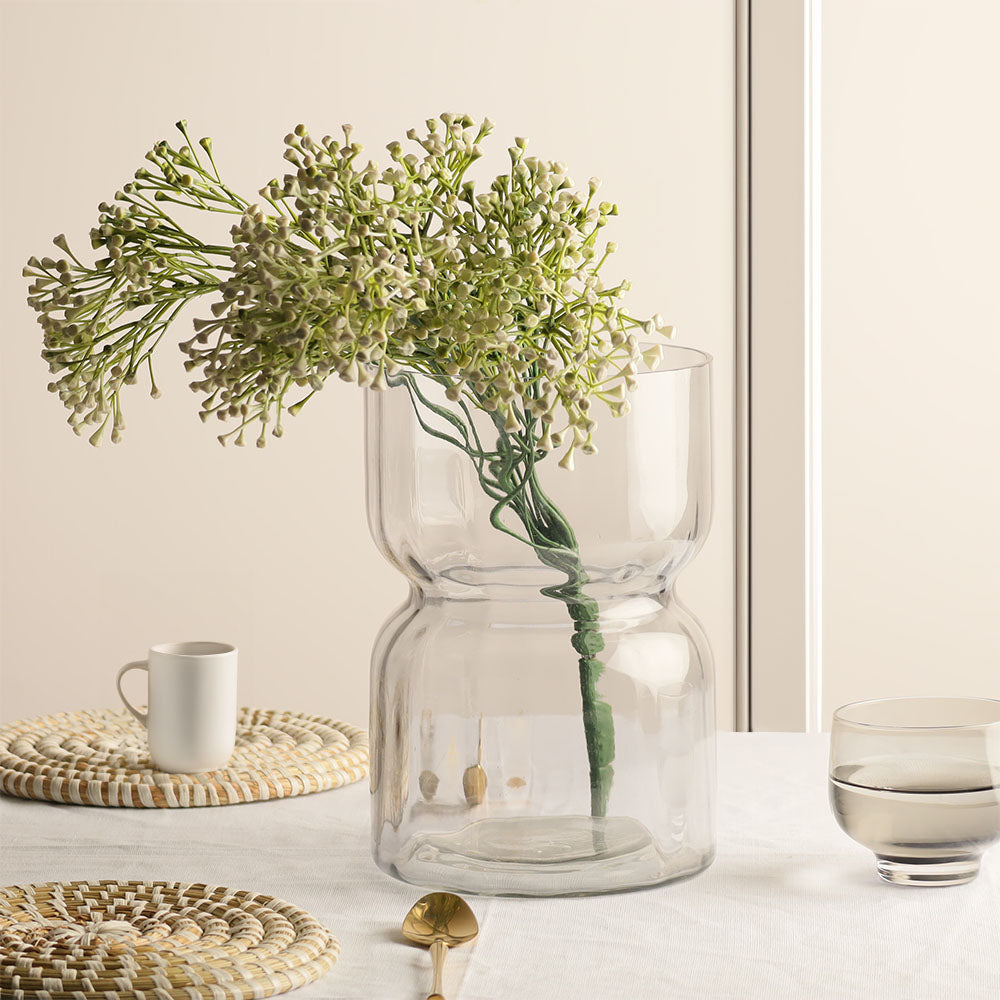 Ophelia Fluted Glass Vase Medium - Light Grey