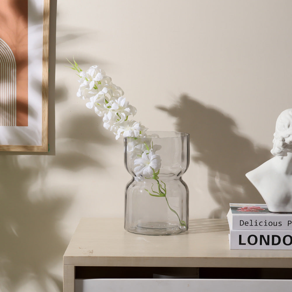 Ophelia Fluted Glass Vase Medium - Light Grey