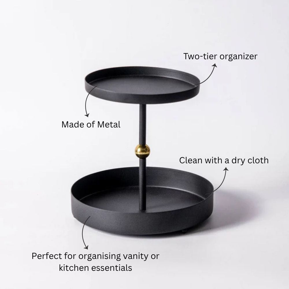 Liam 2-Tier Tray - Charcoal Gold