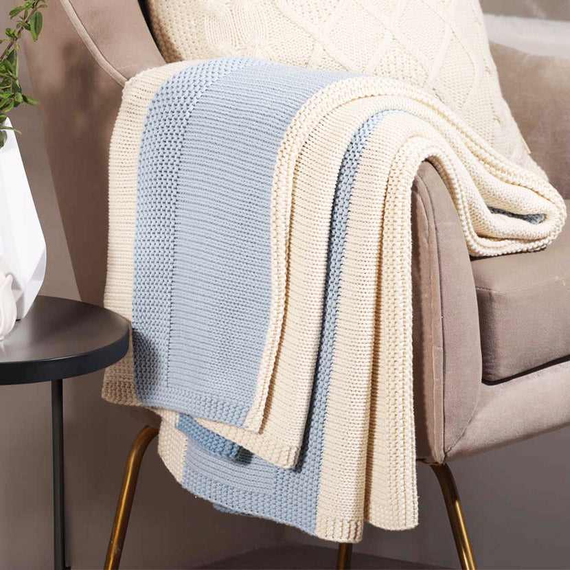 Sven Knitted Throw - Blue White
