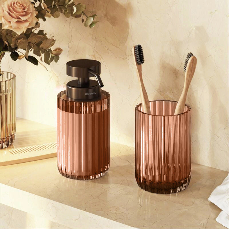 Lido Glass Toothbrush Tumbler - Amber Rose