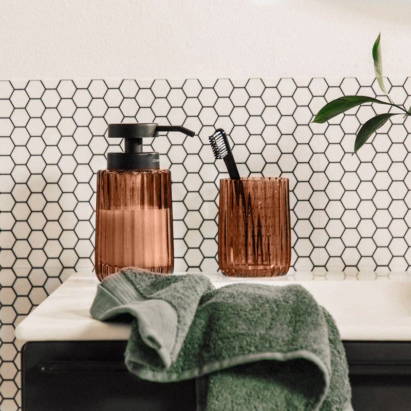 Lido Glass Toothbrush Tumbler - Amber Rose