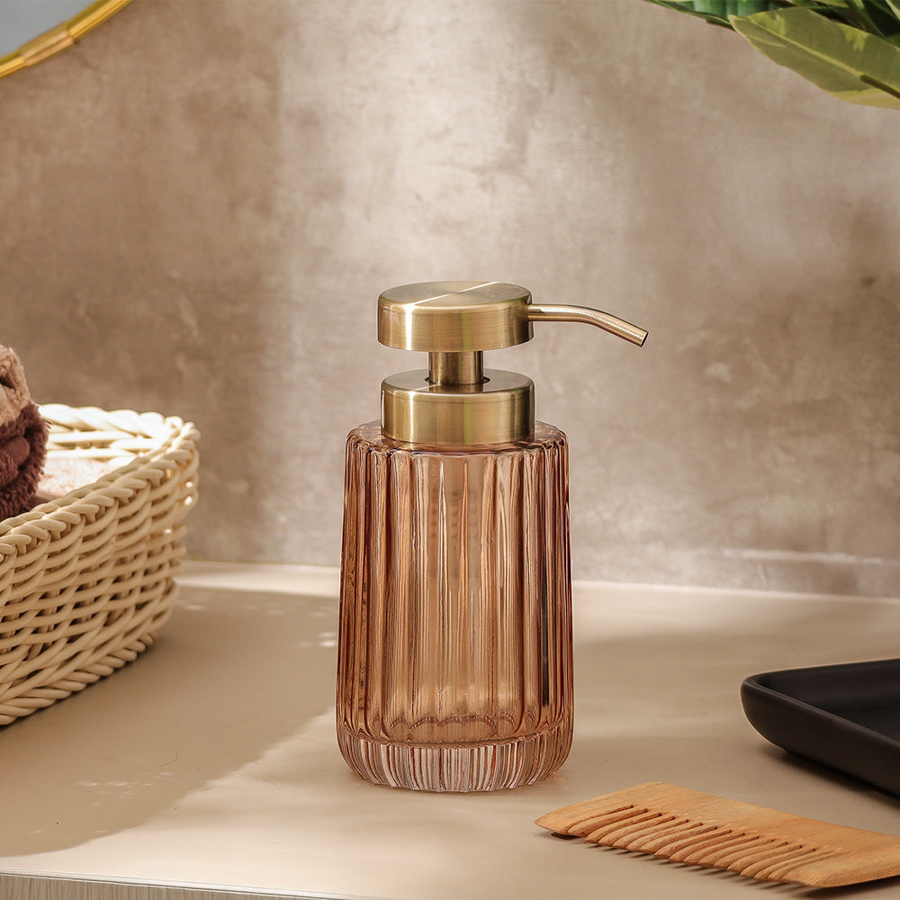 Lido Glass Soap Dispenser - Amber Rose