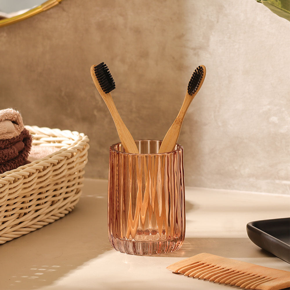 Lido Glass Toothbrush Tumbler - Amber Rose