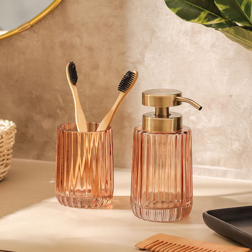 Lido Glass Toothbrush Tumbler - Amber Rose