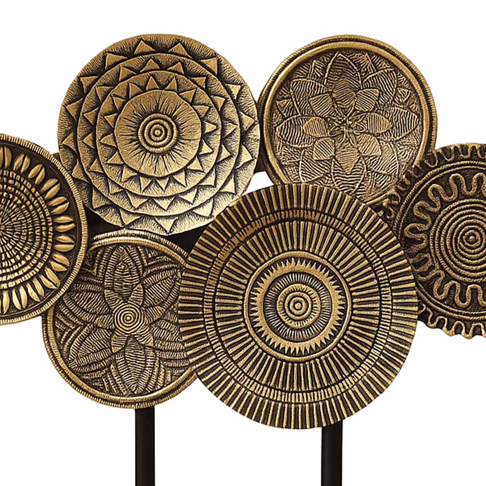Noa Abstract Discs Sculpture - Black Gold