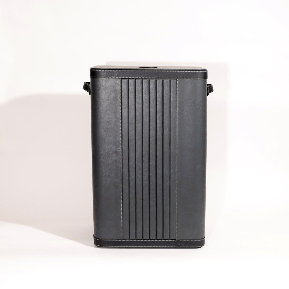 Coda Striped Laundry Bin with Lid - Grey Black
