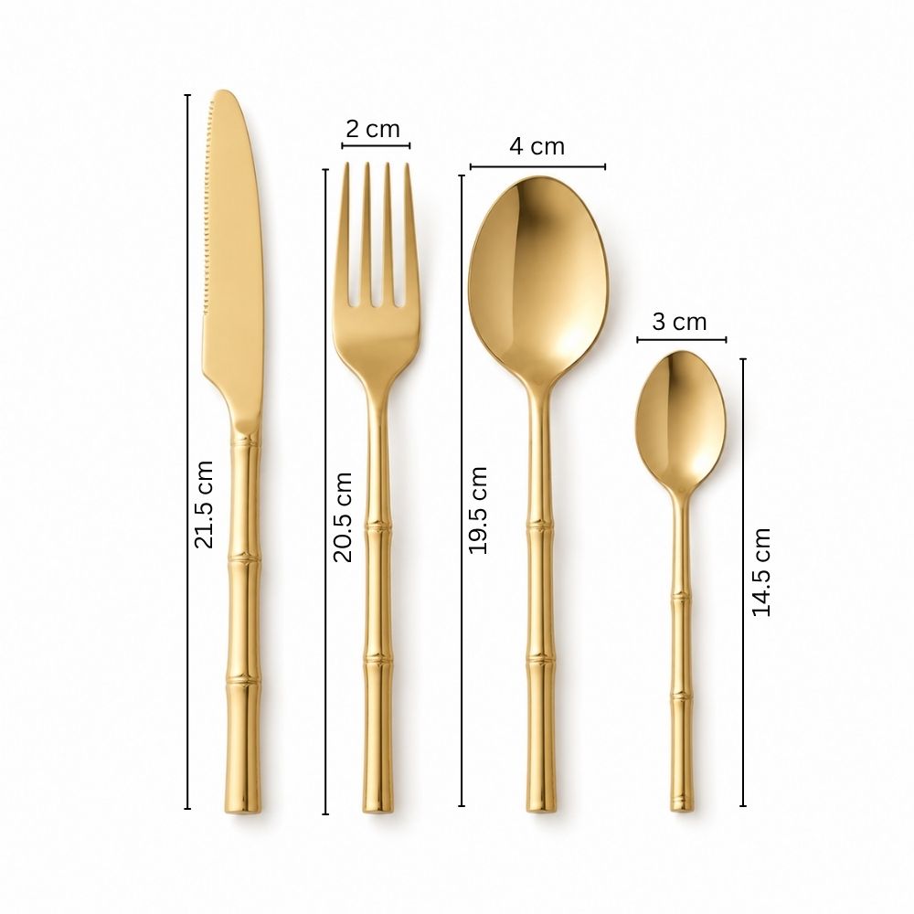 Lines 24-Piece Cutlery Set - Gold